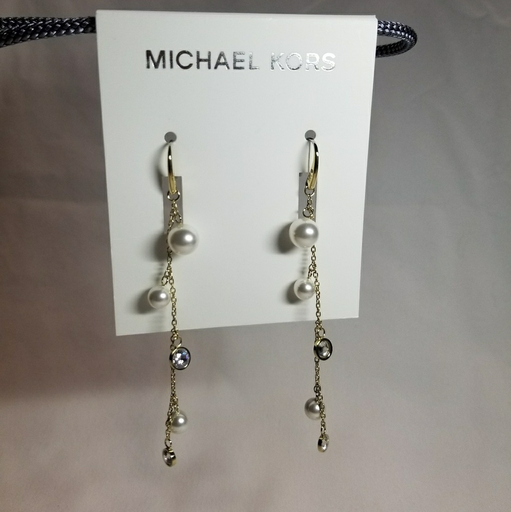 NWT Michael Kors Pearl & Crystal Drop Earrings